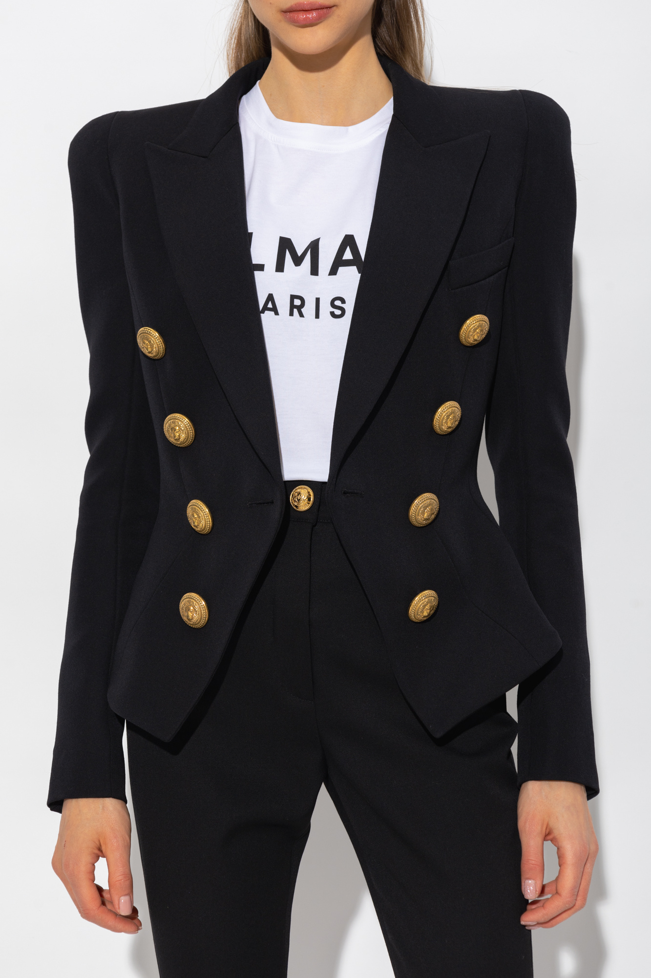 Balmain black sale wool blazer